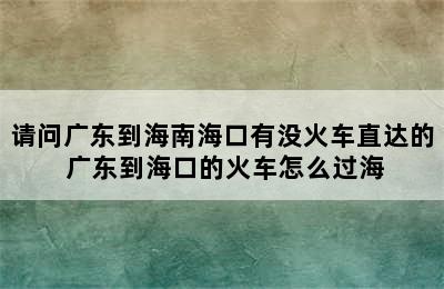 请问广东到海南海口有没火车直达的 广东到海口的火车怎么过海